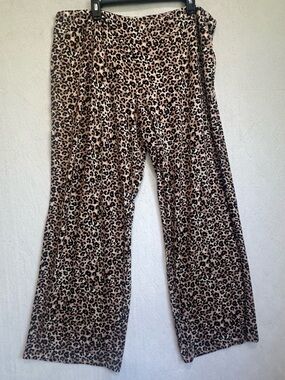 NWT Soma Cool Nights Leopard Print Wide-Leg Sleep Pants in Beige/Black Sz 2XL